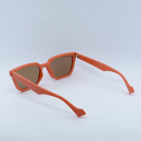 Gucci GG1539S 004 Sunglasses Orange Rectangle Frame, Brown Lenses - Picture 5 of 13